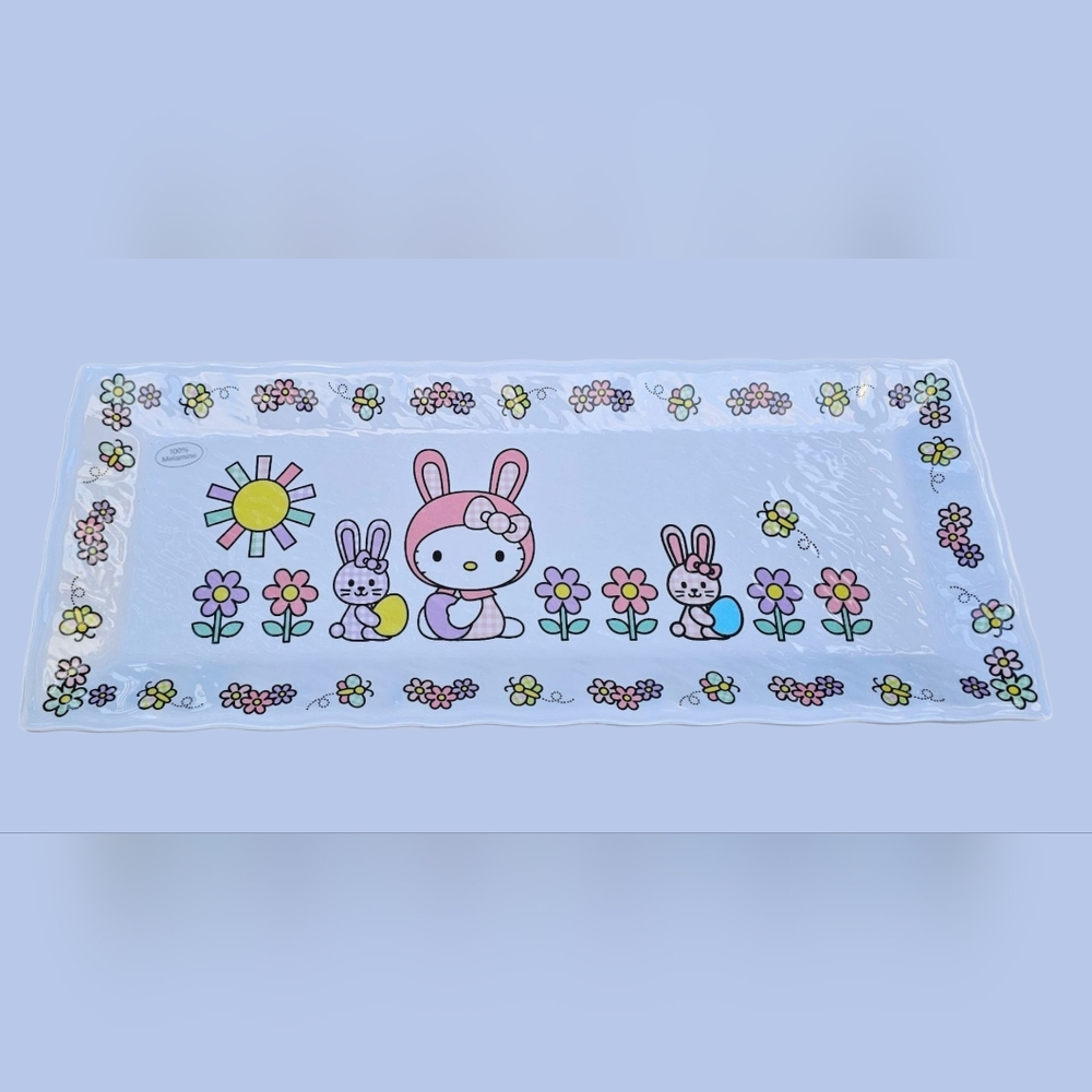 Hello Kitty - 2x Easter Bunny 100% Melamine Large Platter Serving Plates 19"x8" - Picture 3 of 5